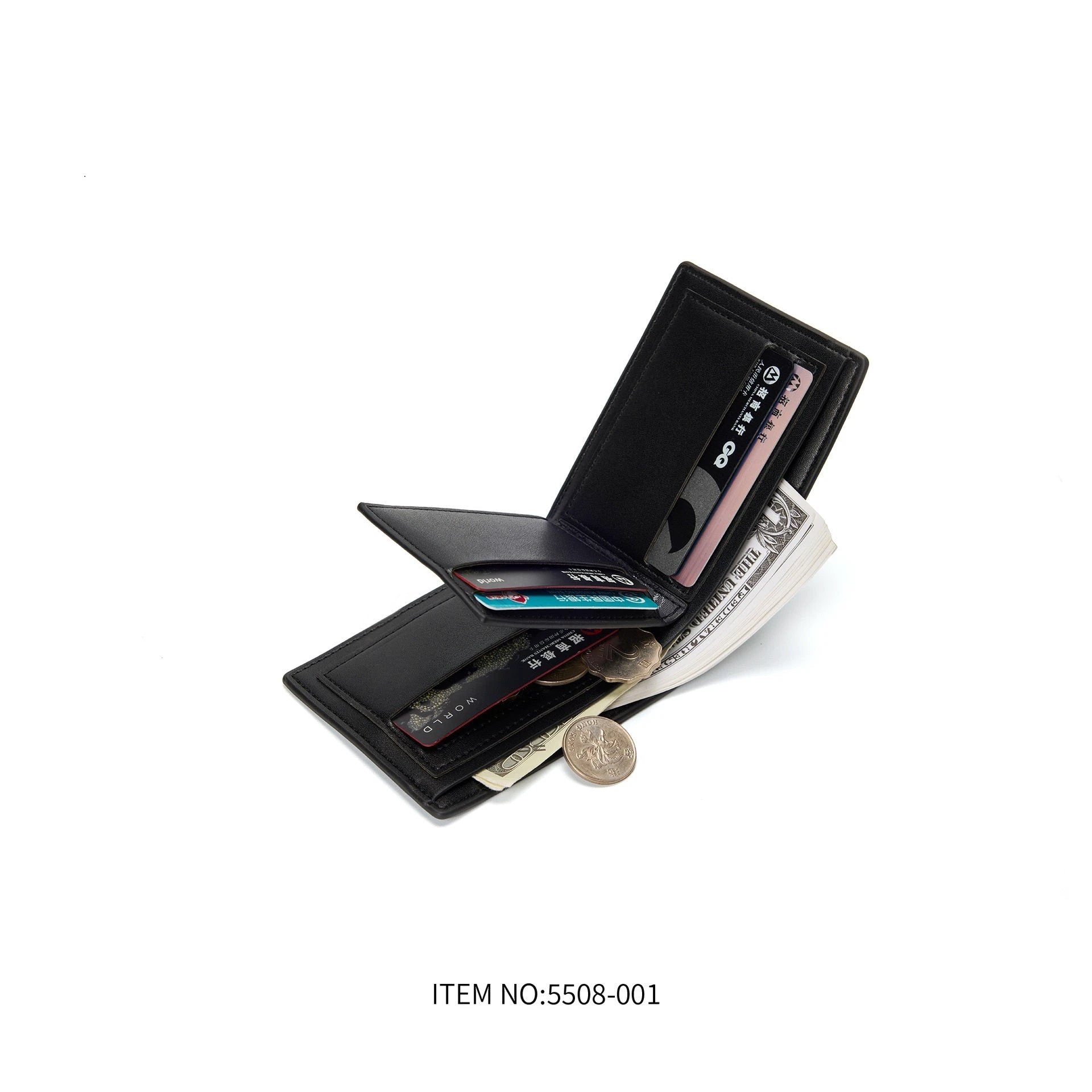 Men's Solid Color Large Capacity Anti-theft Swiping Multi-functional Wallet by GJG Denim