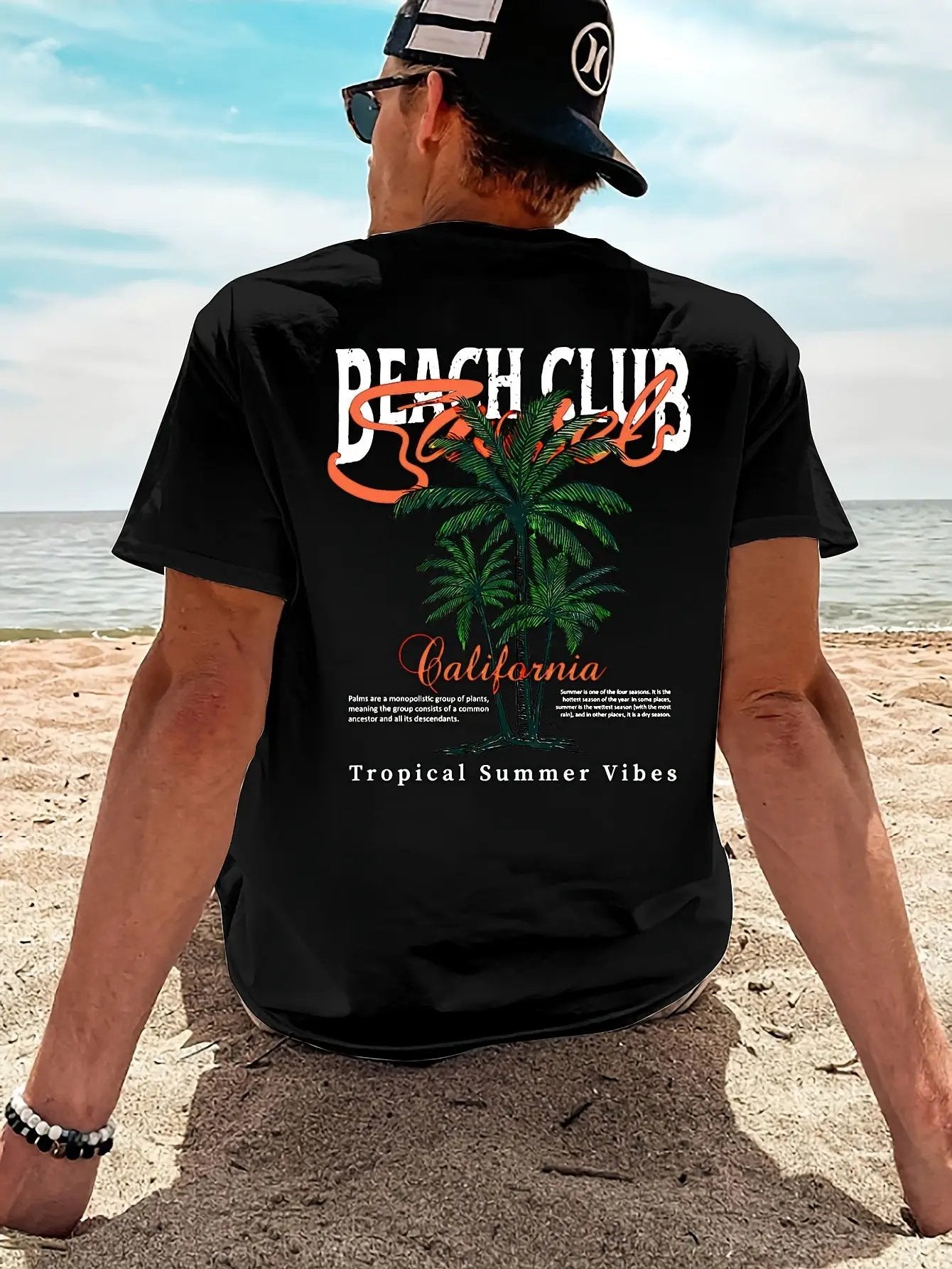 Beach Club Pattern Printed Men's T-shirt by GJG Denim