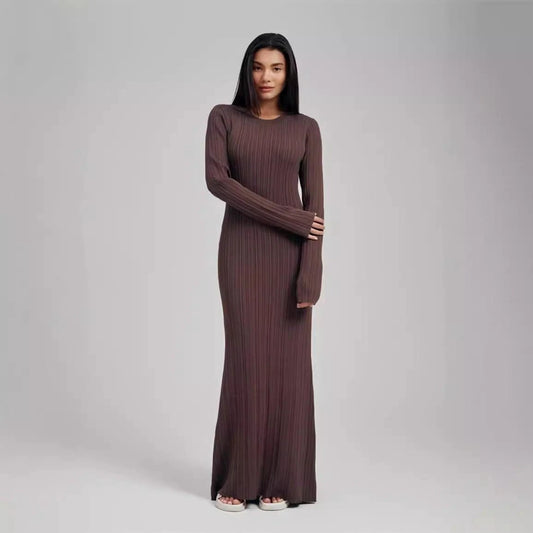 Figure-flattering Foreign Trade Thermal Base Long Sleeve Sweater Dress by GJG Denim