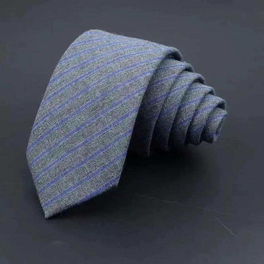 Men's Thickened Sanded Fabric Striped Solid Color Cotton Tie by GJG Denim