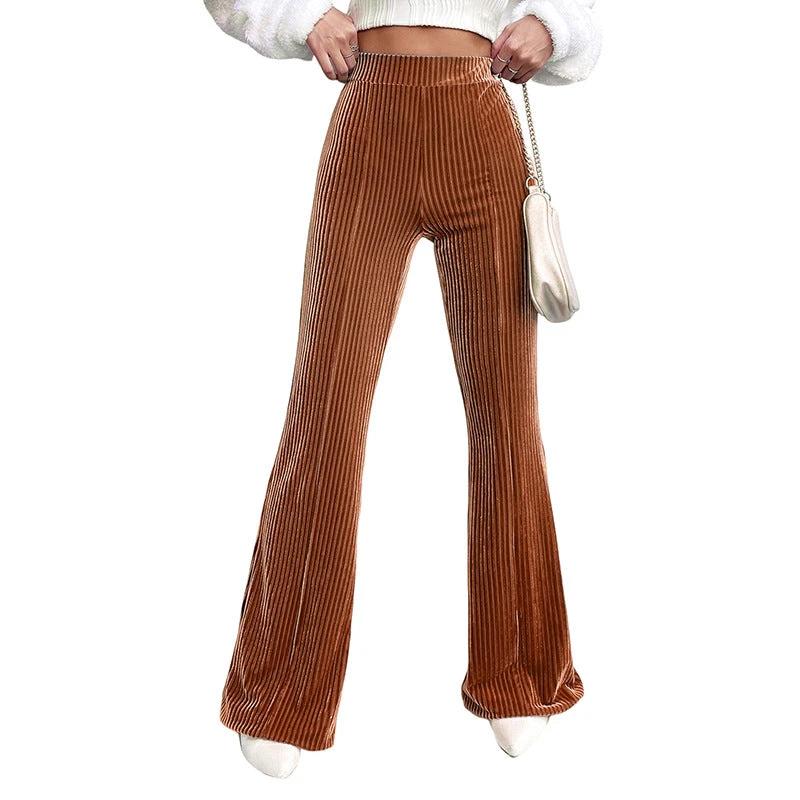 Corduroy Wide-leg Casual Pants Women by GJG Denim
