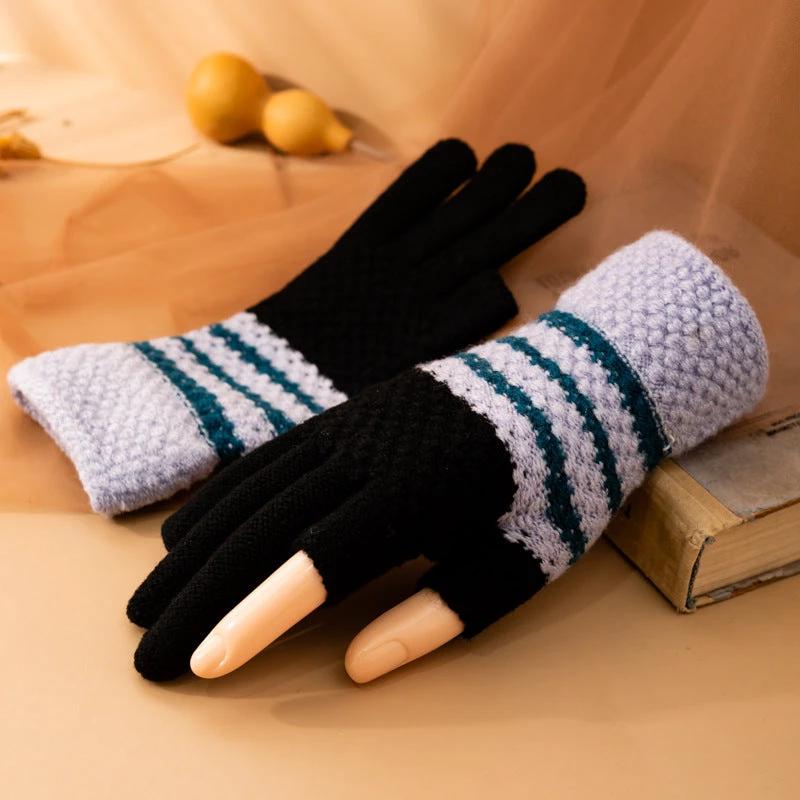 Fleece-lined Knitted Wool Cold-proof Gloves For Men by GJG Denim