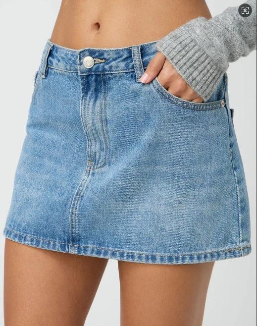 Casual Stretch Washed Denim Short Skirt For Women by GJG Denim