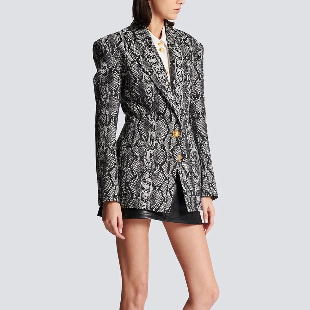 Spring And Autumn Jacquard Leather Pattern Two-button Suit Jacket by GJG Denim