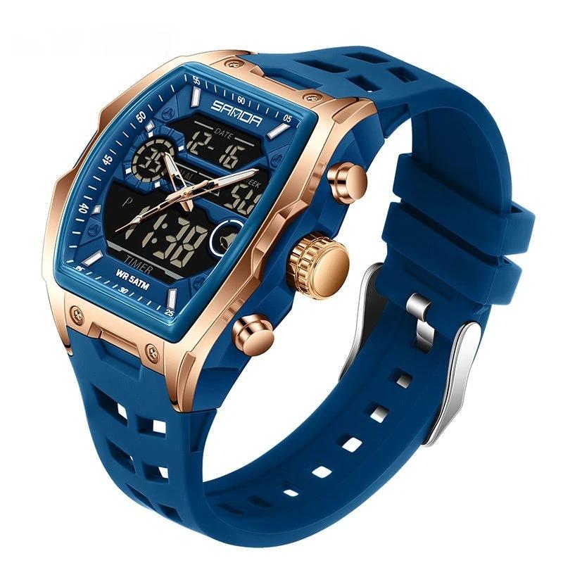 Multifunctional Cask-Shaped Luminous Sports Electronic Watch For Men by GJG Denim