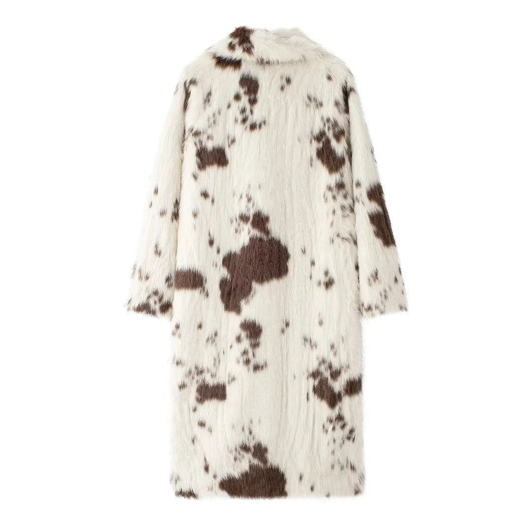 Women's Animal Pattern Imitation Fur Coat by GJG Denim