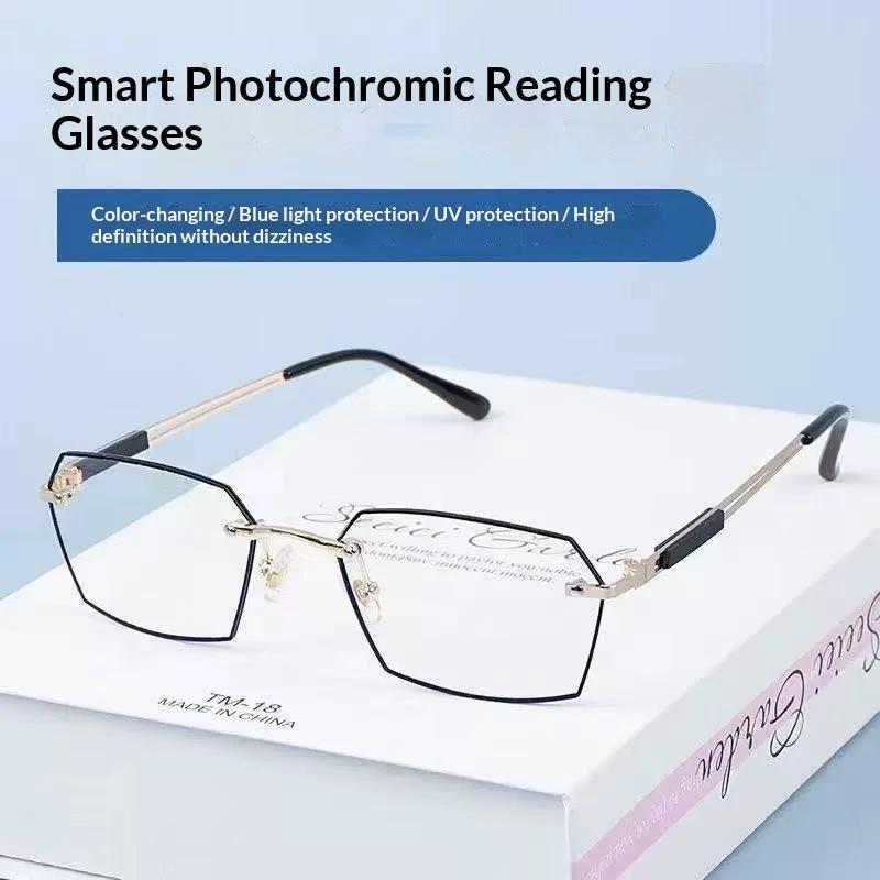 Men's Glasses With Frameless Color-Changing Lenses by GJG Denim