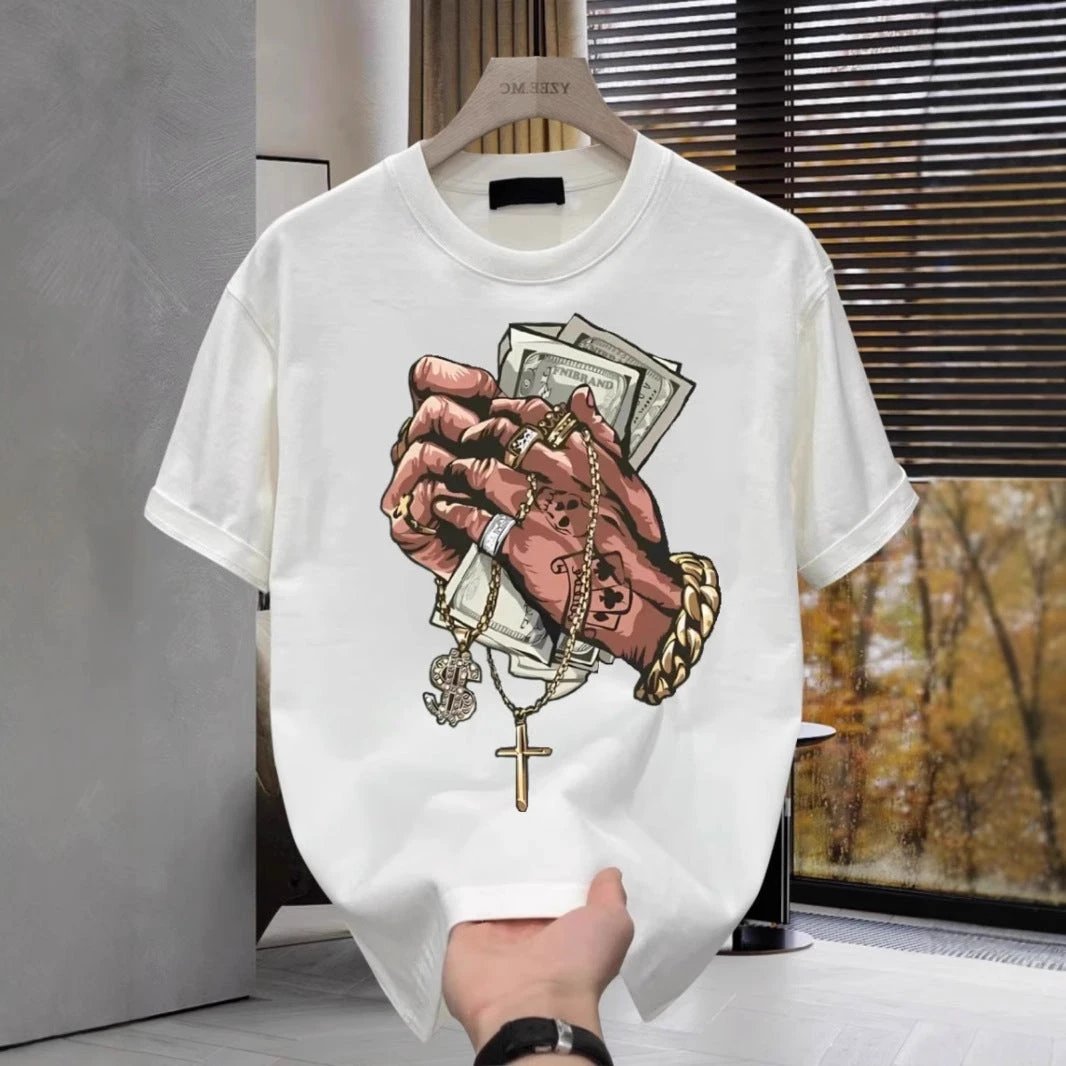 Men's Printed Short-Sleeve Loose T-Shirt by GJG Denim
