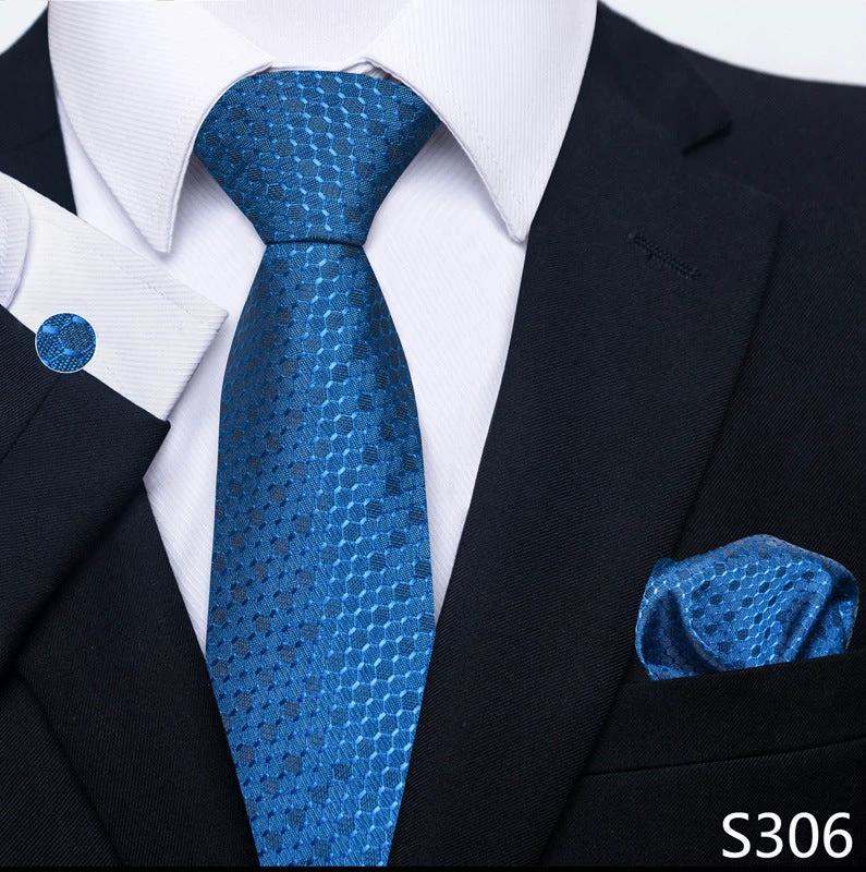 Men's Creative All-match Business Formal Wear Tie Scarf Cufflink Set by GJG Denim