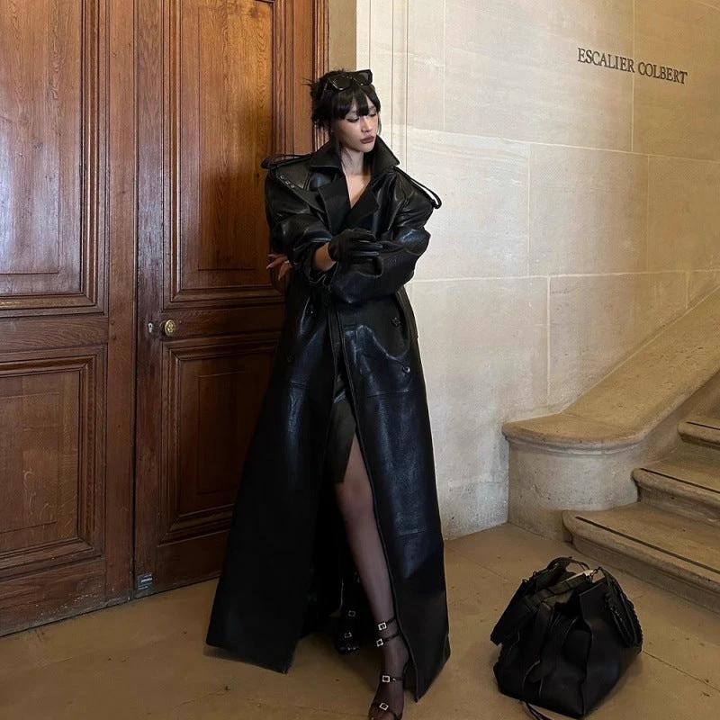 Autumn And Winter New Loose Cool Long Trench Coat by GJG Denim