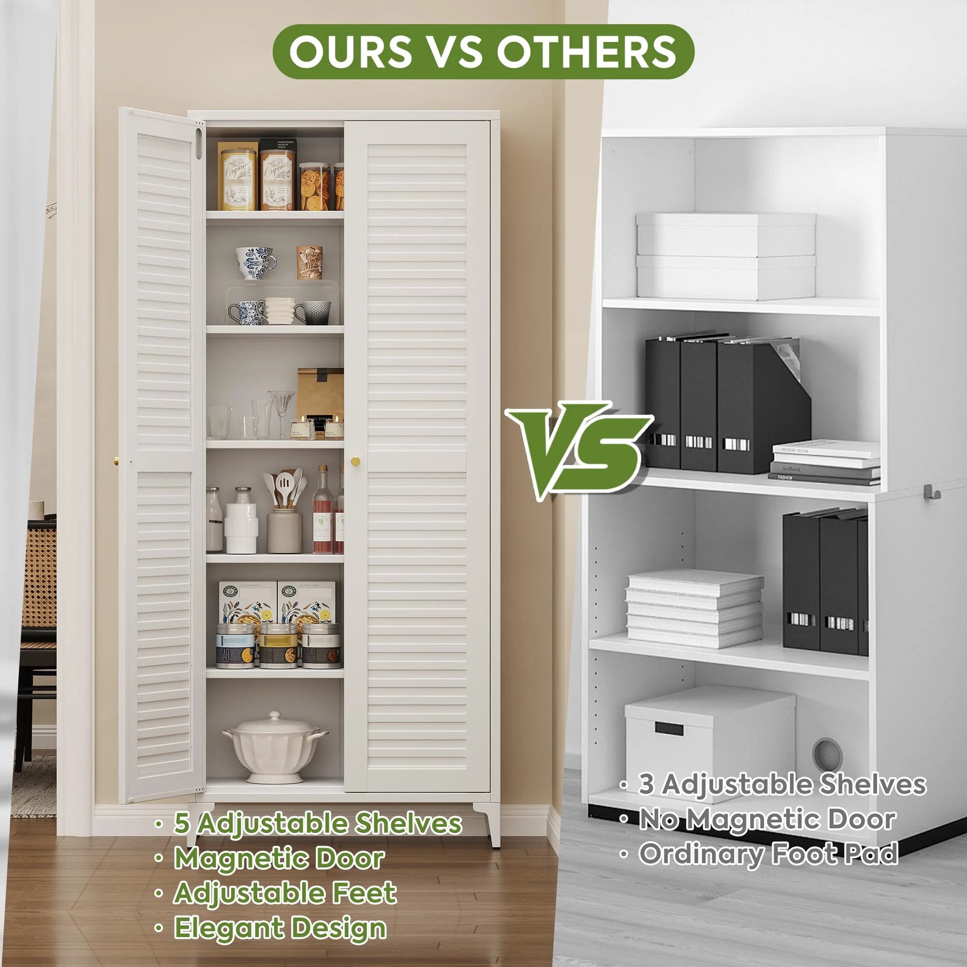 74inch H Metal Storage Cabinets With 5 Shelves, For Bathroom, Required Assembly, White by GJG Denim