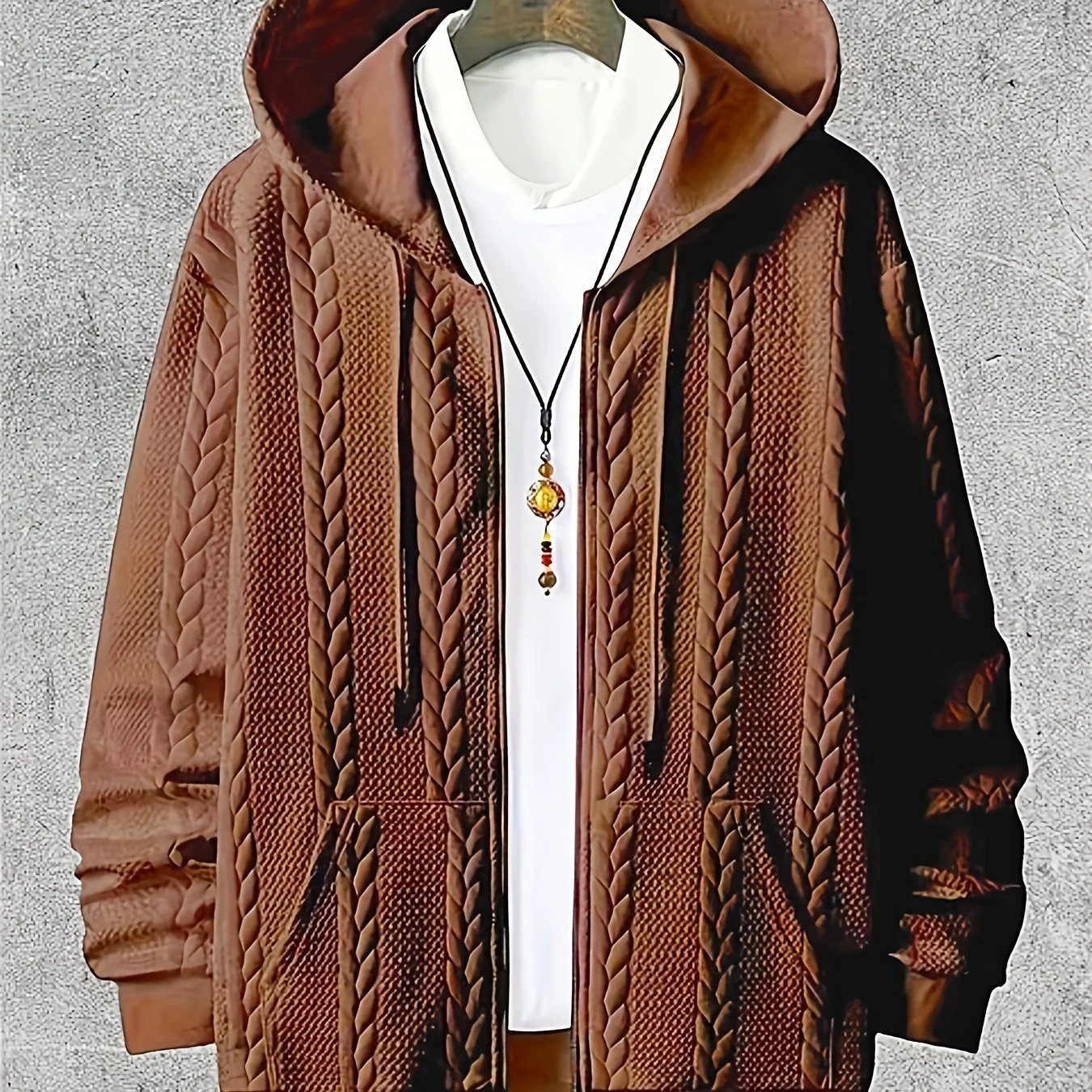 Men's Plus-sized Casual Hooded Sweater by GJG Denim