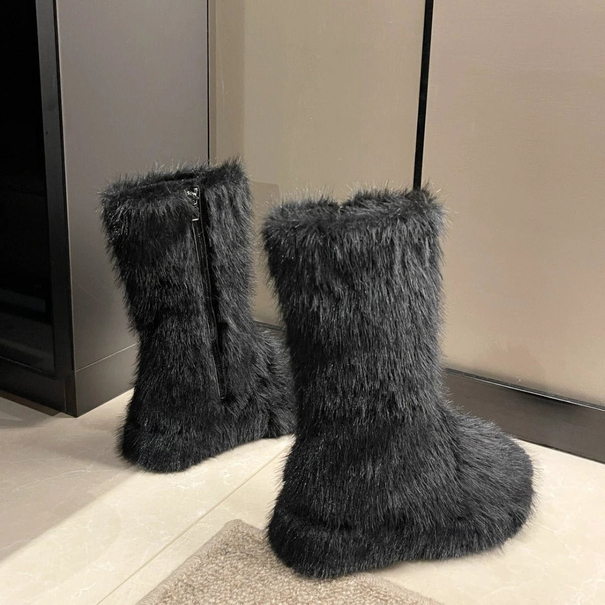Women's Thick Bottom Fleece-lined Thermal Insulation Cotton Shoes by GJG Denim