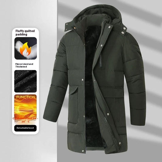 Men's Warm Long Velvet Padded Thick Coat by GJG Denim
