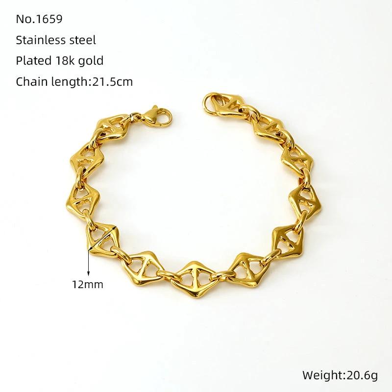 Stainless Steel Gold-plated Bracelet For Men by GJG Denim