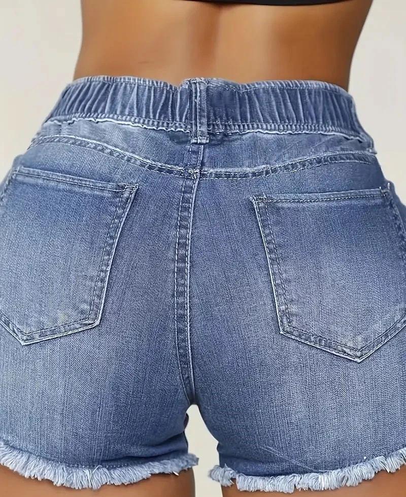 Womens Plus-Size Elastic Waist Shorts by GJG Denim