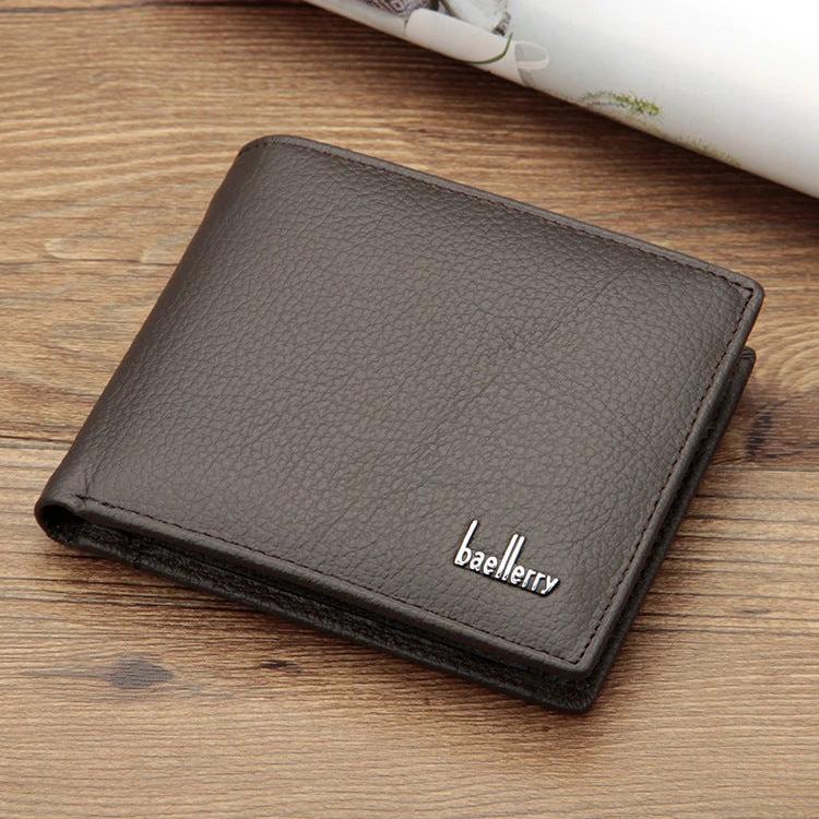 Genuine Leather Two-Fold Short Wallet For Men by GJG Denim