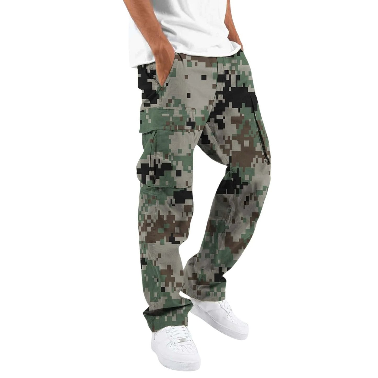 Fashion Camouflage cargo Men's Printing Fashion Outdoor Overalls Straight Rope Overalls Men's Clothing Men's Pants Casual by GJG Denim