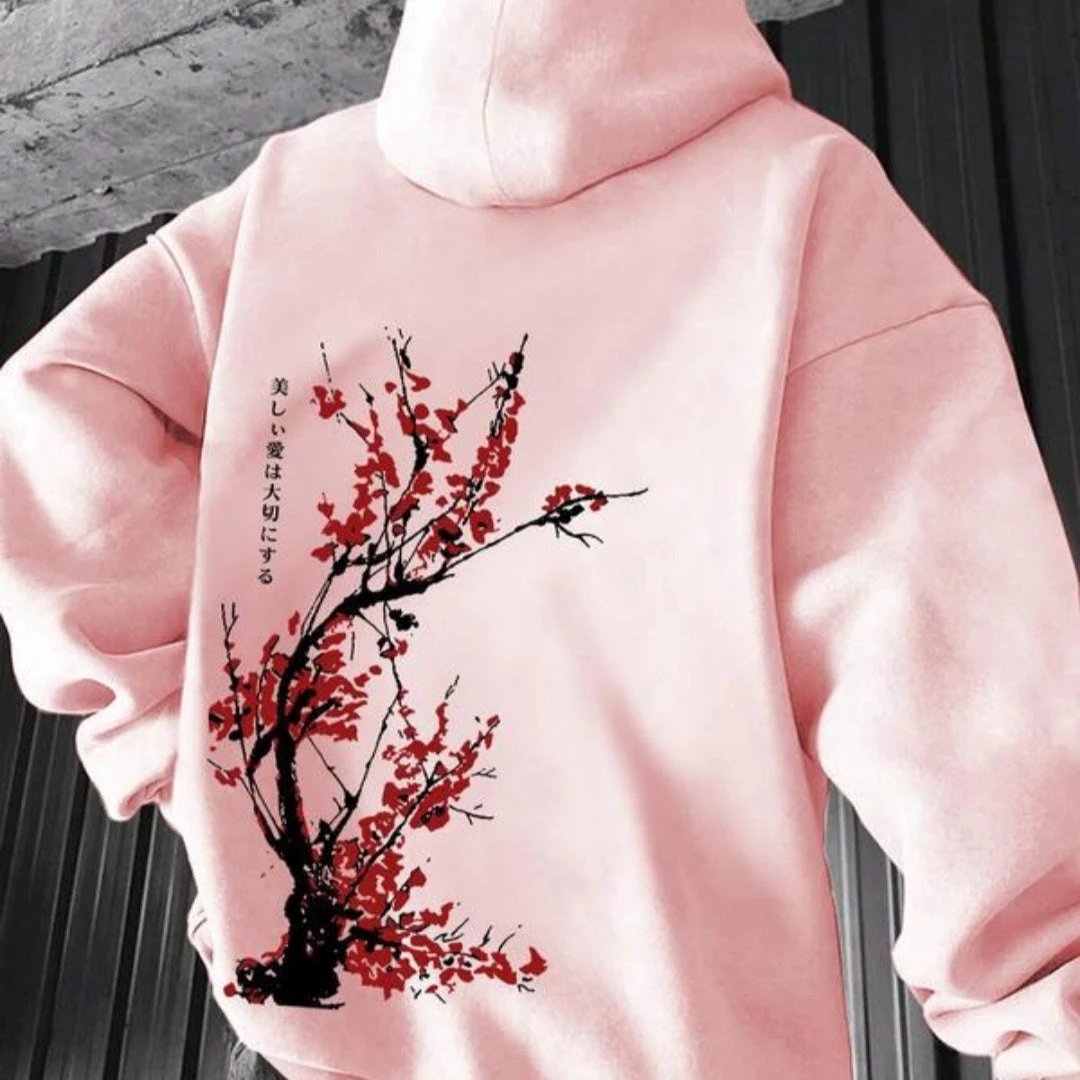 Men's Casual Printed Loose-fitting Hooded Sweatshirt by GJG Denim