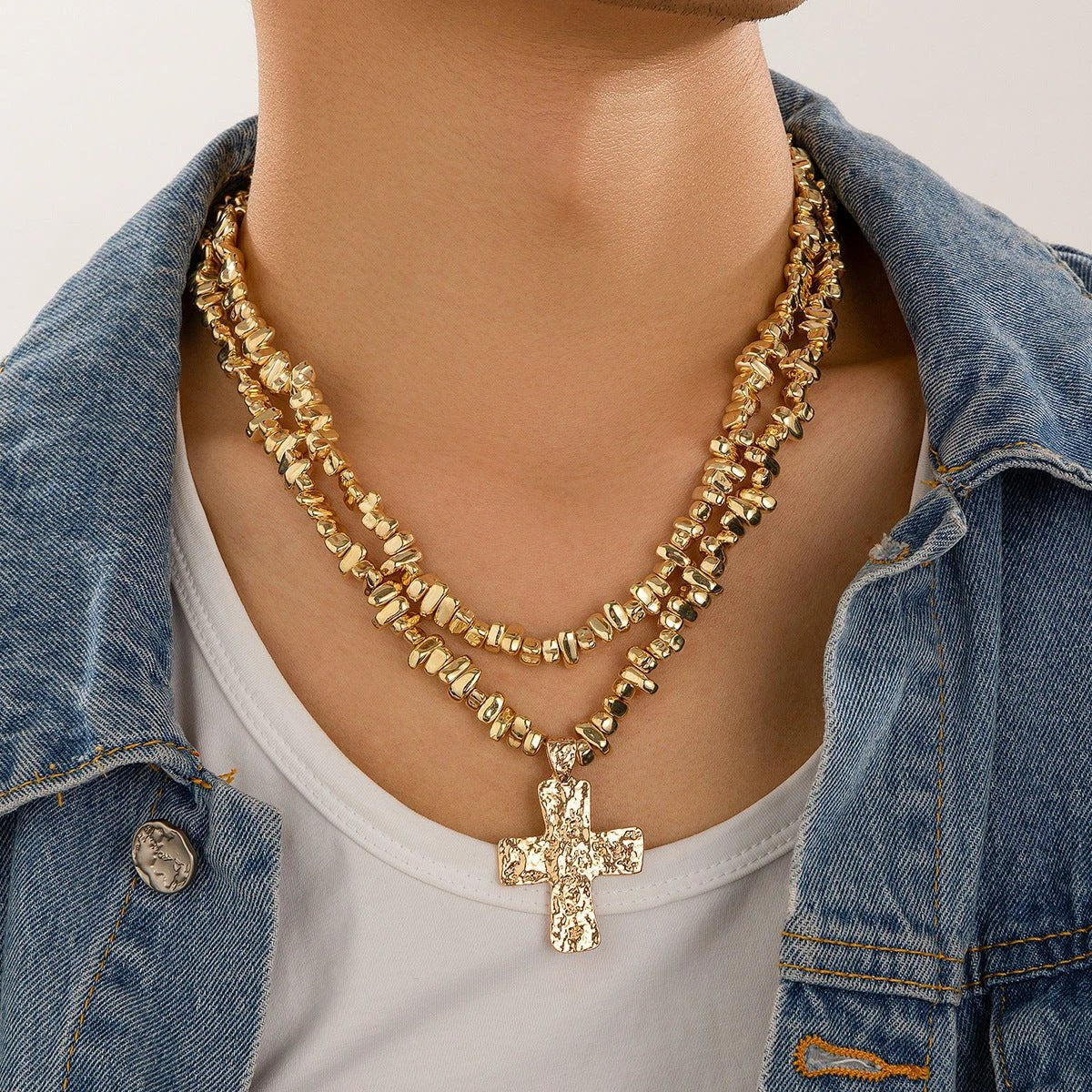 Niche Uniquely Shaped Beaded Necklace For Men by GJG Denim