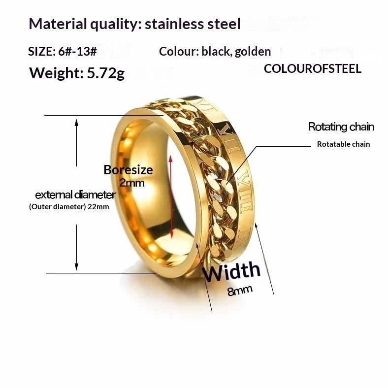 Fashionable Roman Numeral Chain Ring With Convertible Design For Men by GJG Denim
