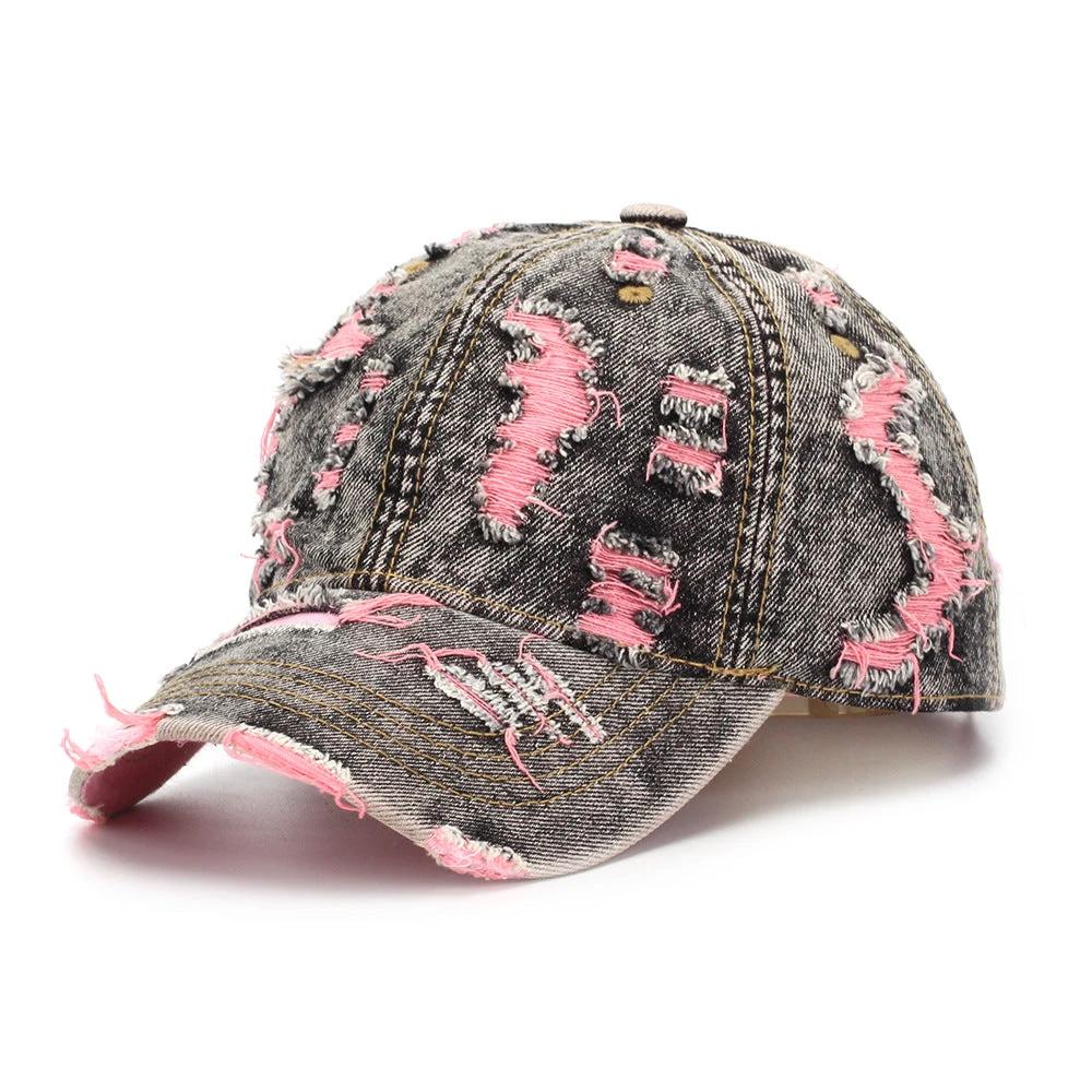 Ripped-line Letter Sun Hat Casual And Versatile by GJG Denim