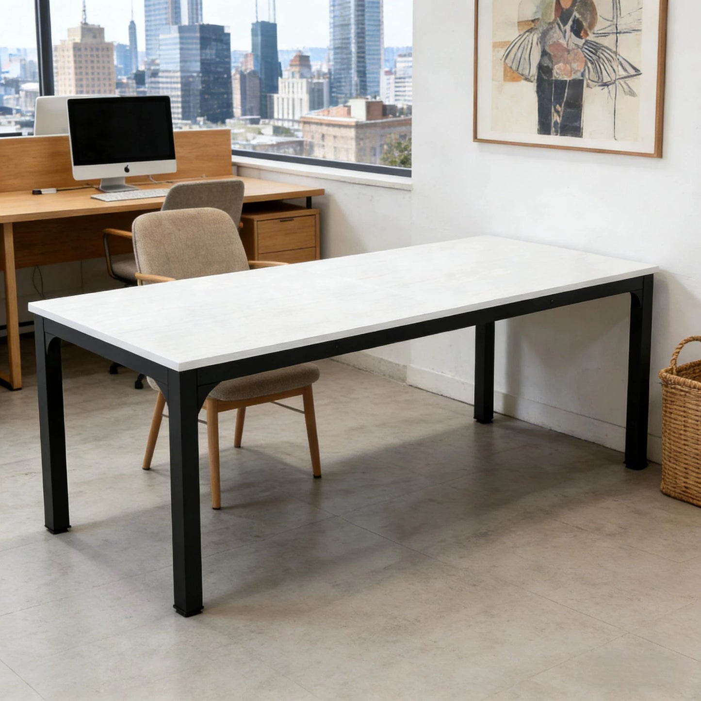 Modern Computer Desk, Rectangle Workspace Desk, Executive Desk by GJG Denim