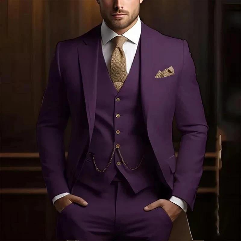Men's High-grade Gentleman Temperament Slim Three-piece Suit by GJG Denim