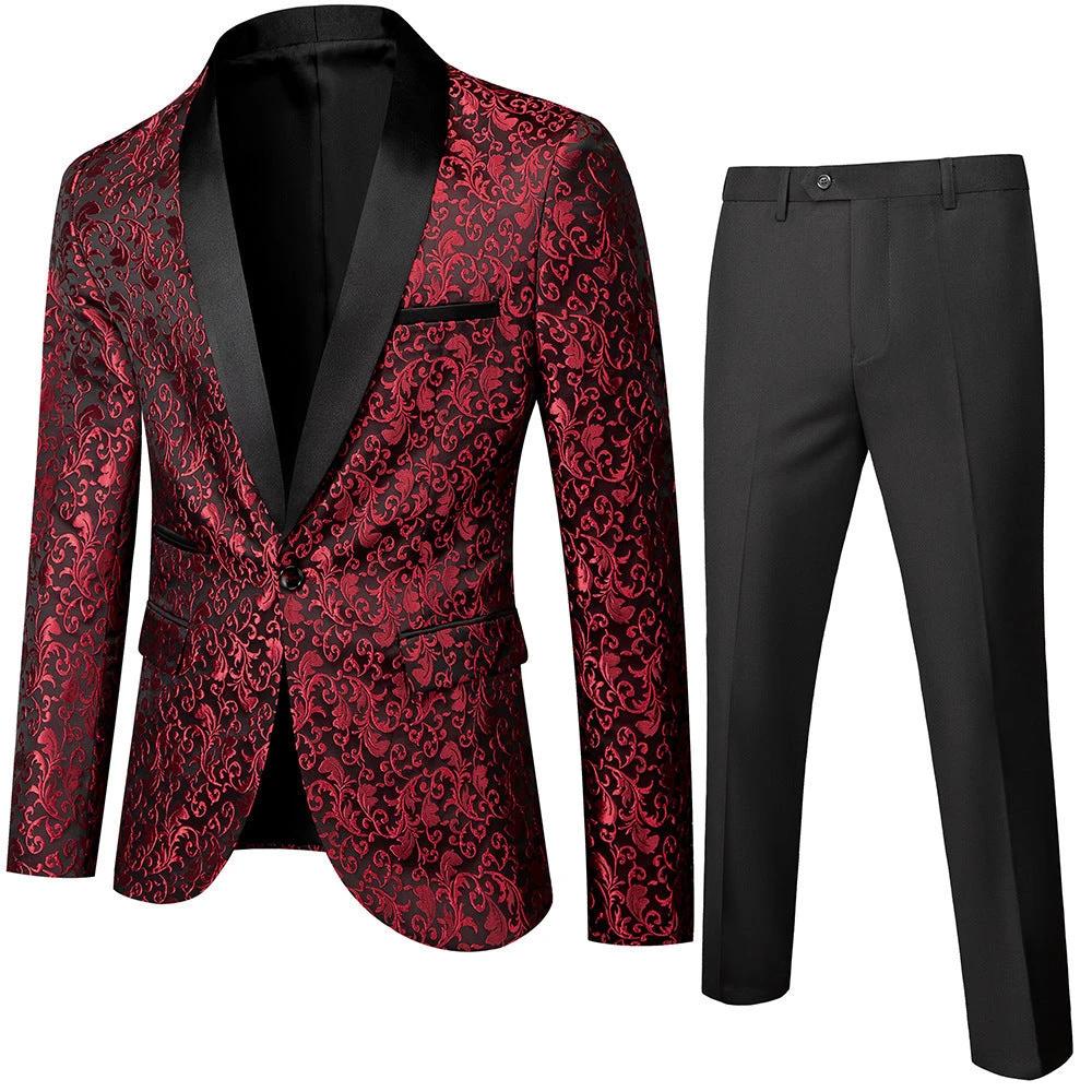 Men's Business Casual Slim Fit Two-piece Suit by GJG Denim