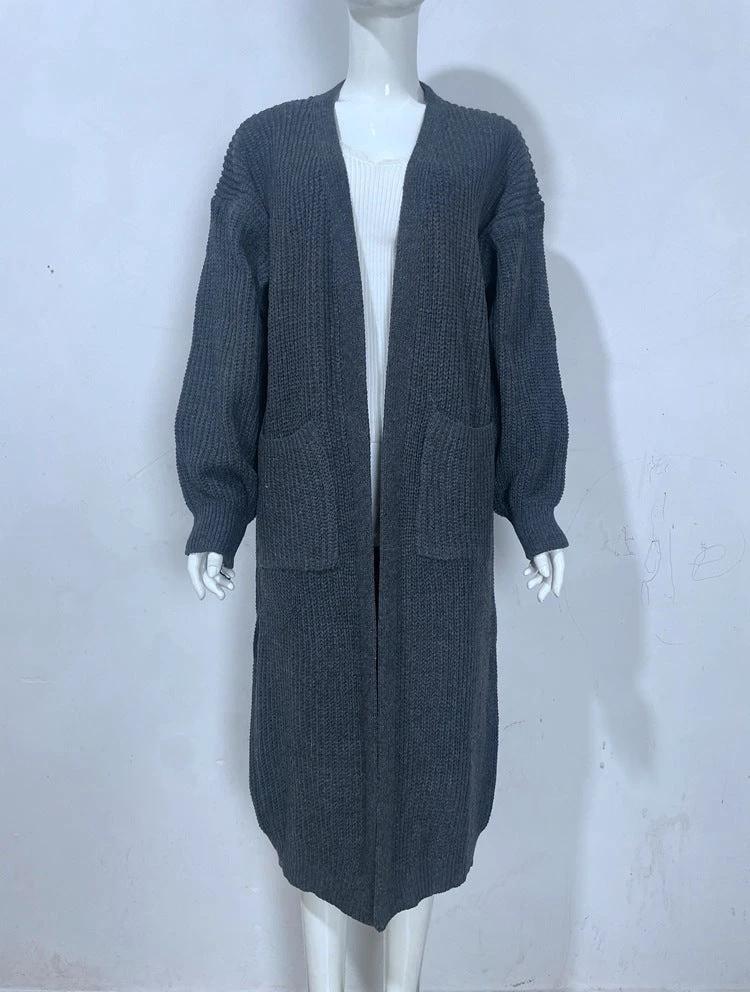 Women's Knitted Plus Size Long Cardigan w/ Pocket by GJG Denim