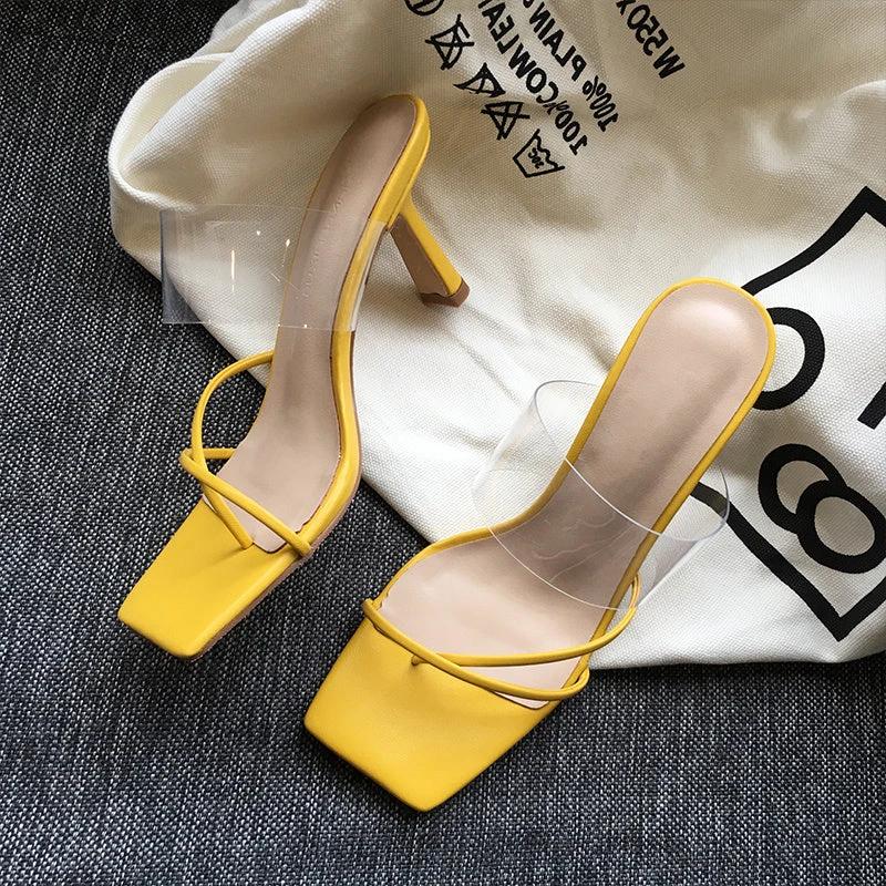Square Toe Transparent Sandals by GJG Denim