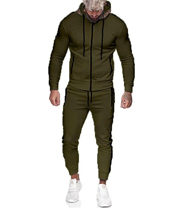 Men's Solid Color Casual Set With Hood by GJG Denim