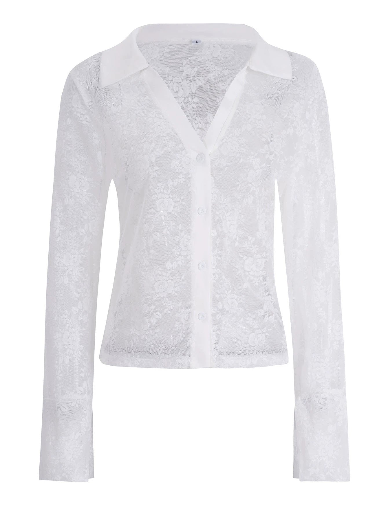 V Hot Girl Style Hollow Lace Cardigan Long Sleeve Top Women's Clothing by GJG Denim