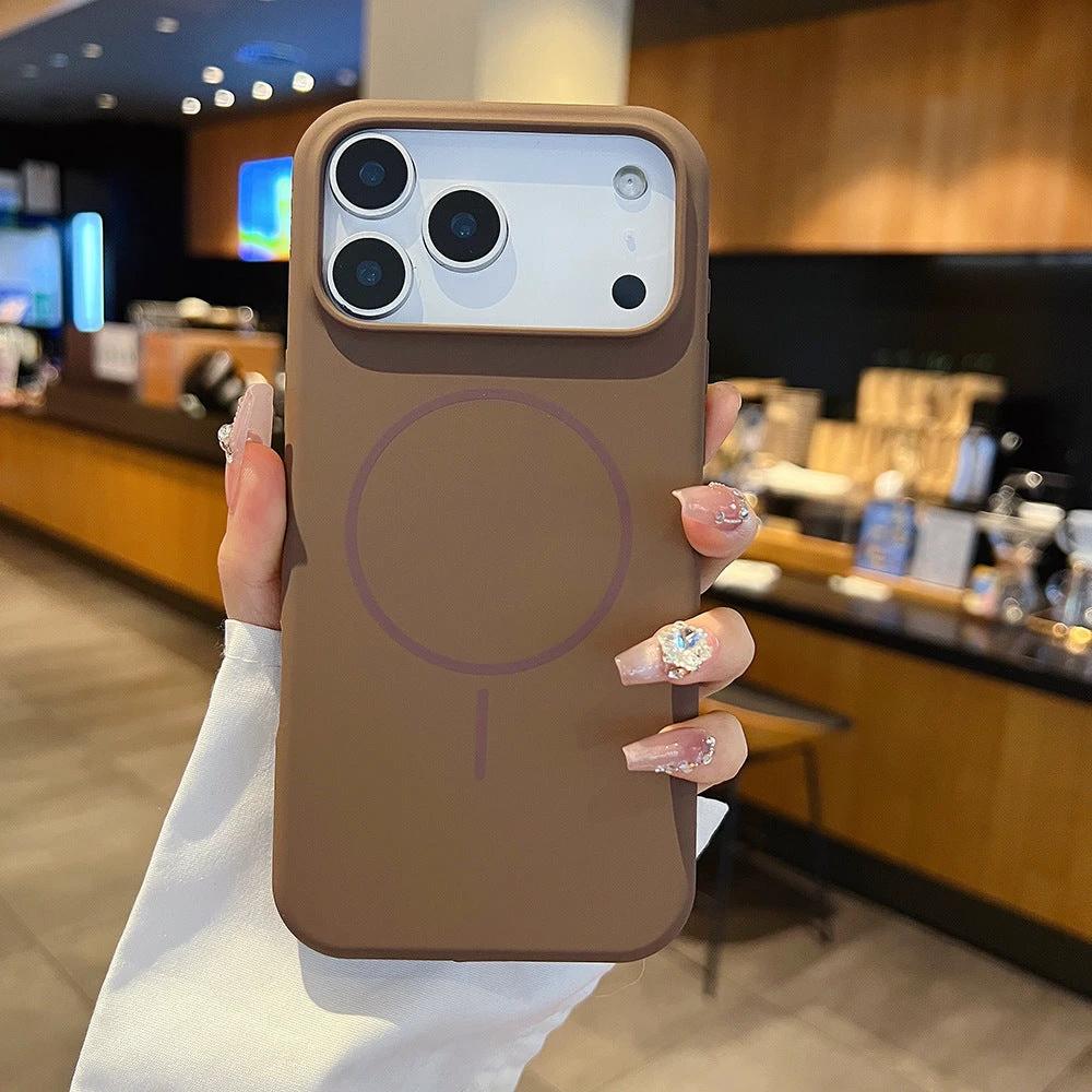 Simple Large Hole Fine Circle Silicone Magnetic Phone Case by GJG Denim