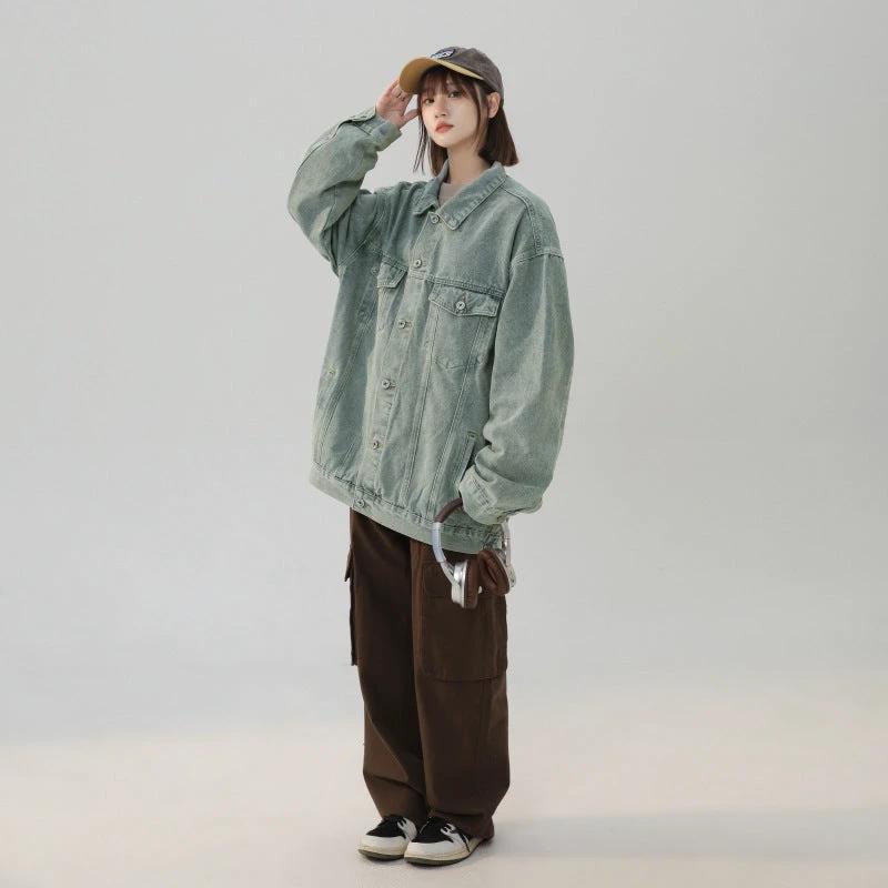 American Retro Loose Versatile Denim Jacket by GJG Denim