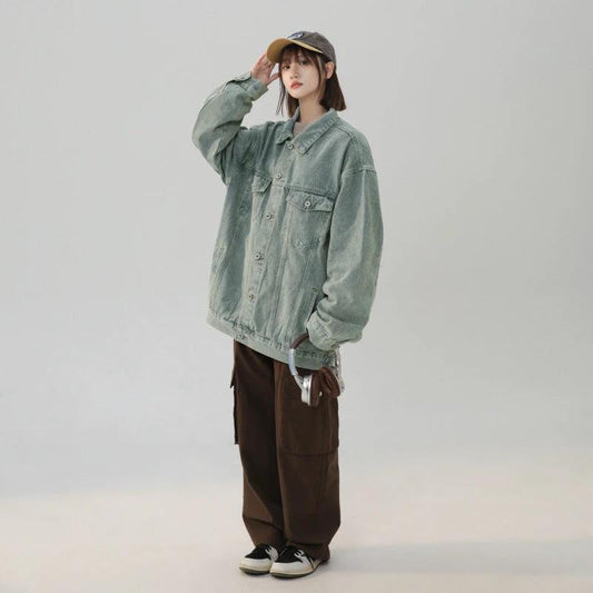 American Retro Loose Versatile Denim Jacket by GJG Denim