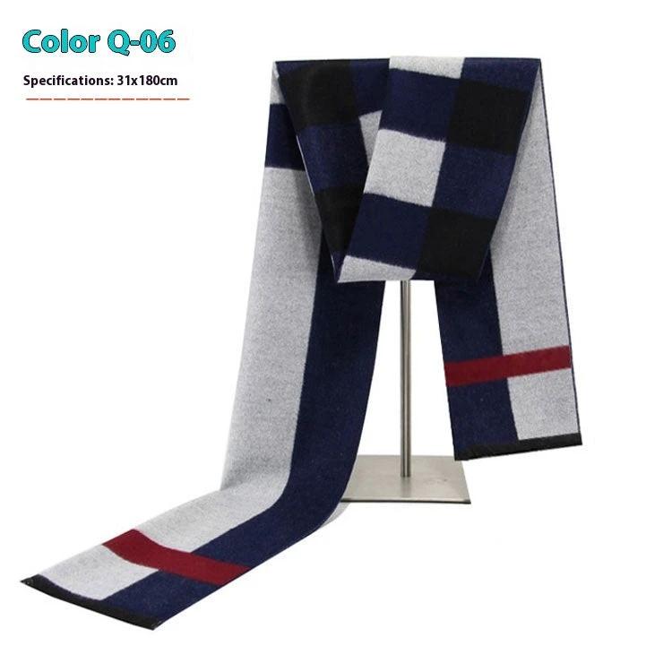 Men's Warm Cashmere-like Striped Scarf by GJG Denim