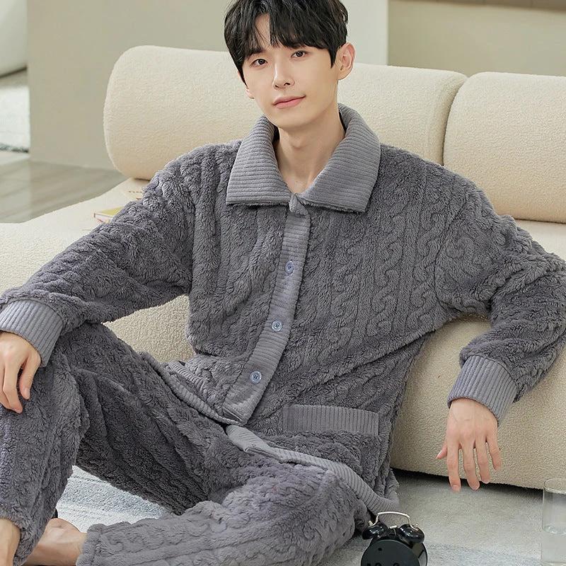 Men's Long Sleeve Cardigan Pajamas by GJG Denim
