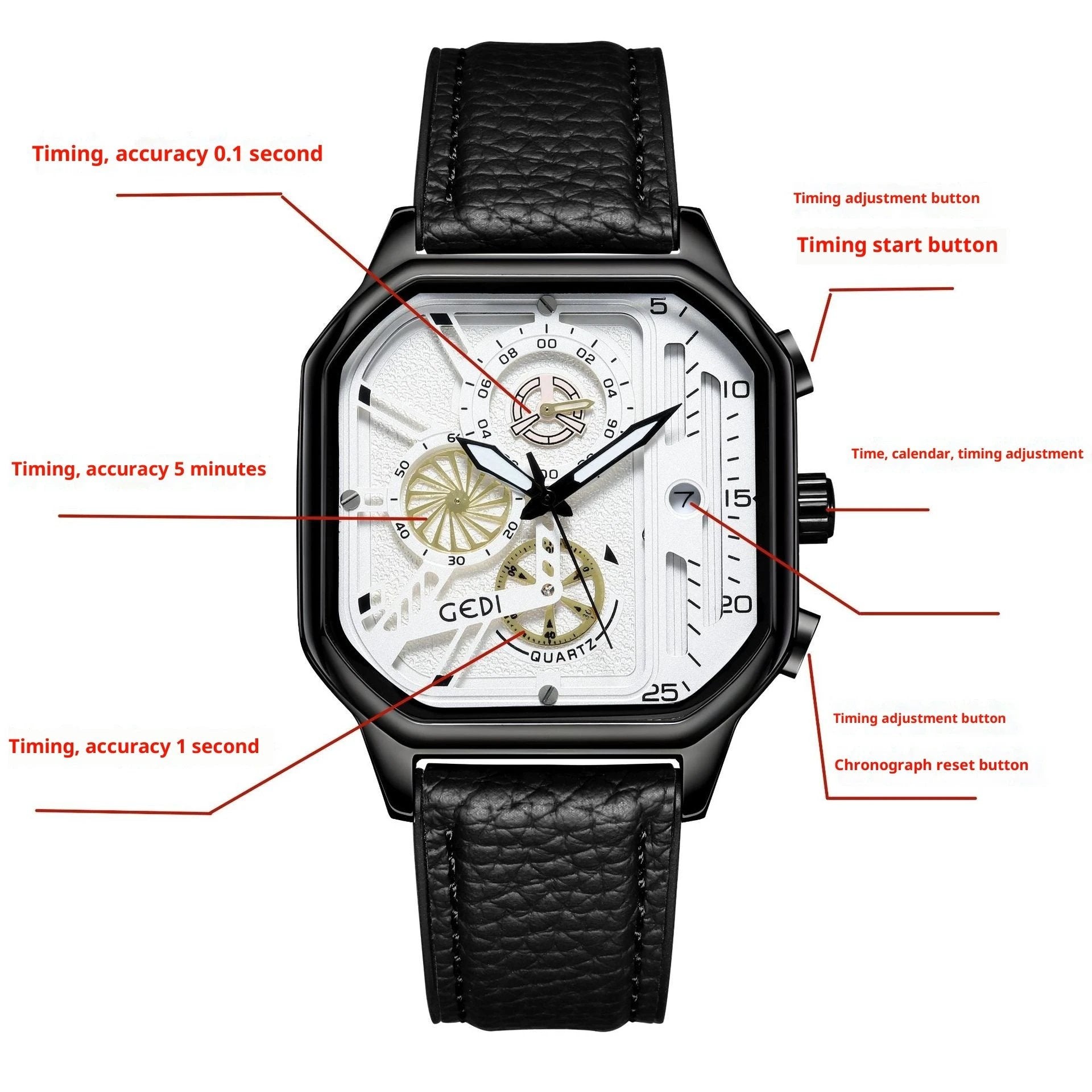 Men's Waterproof Quartz Watch Luminous by GJG Denim