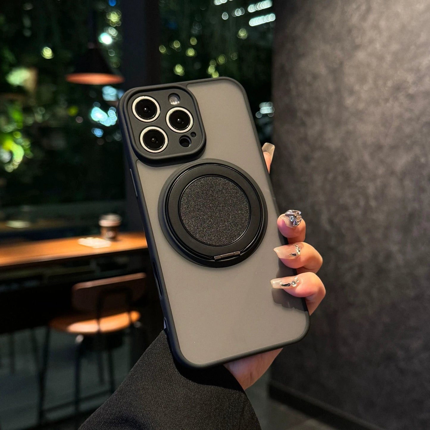 Skin-sensitive Magnetic Rotating Bracket Frosted Drop-resistant Phone Case by GJG Denim