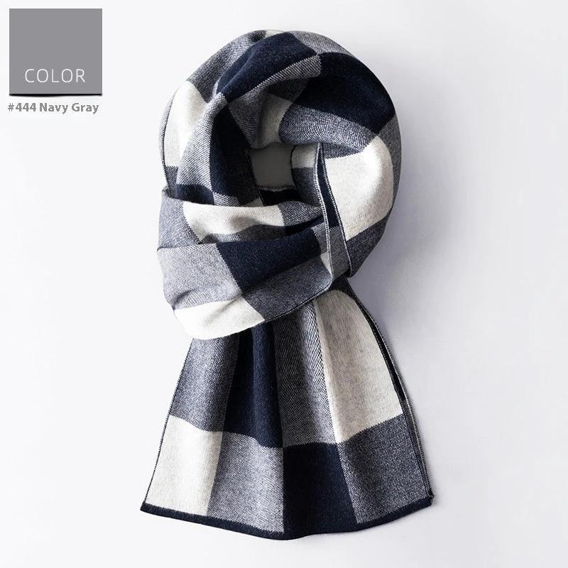 Men's Wool Winter Plaid Double-sided Scarf by GJG Denim