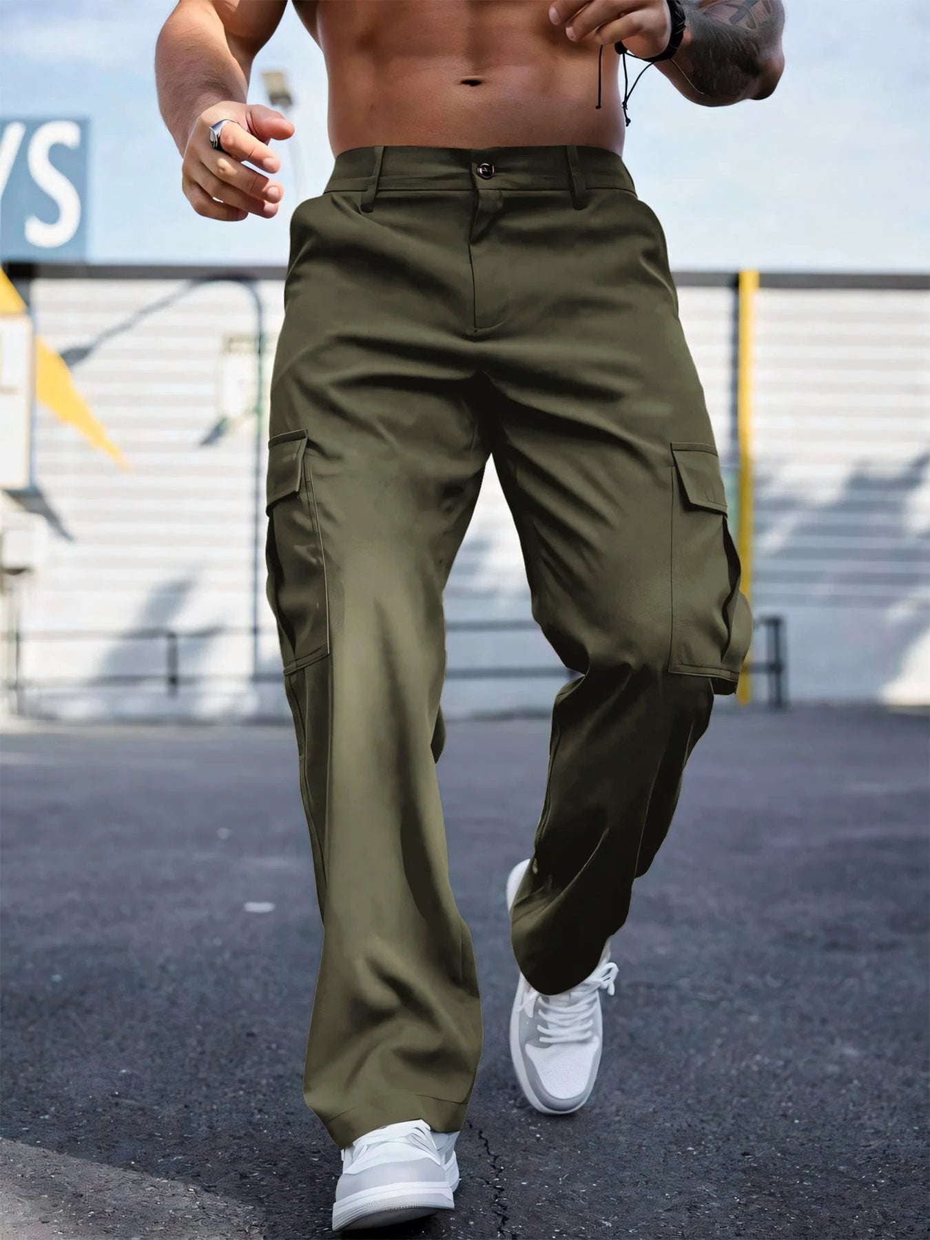 Wear-resistant Sports Straight Loose Cargo Pants by GJG Denim