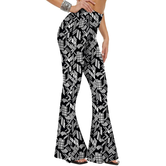 Palazzo Print Pants For Women Flare Leggings - Casual Boho Wide Leg Yoga Pants by GJG Denim