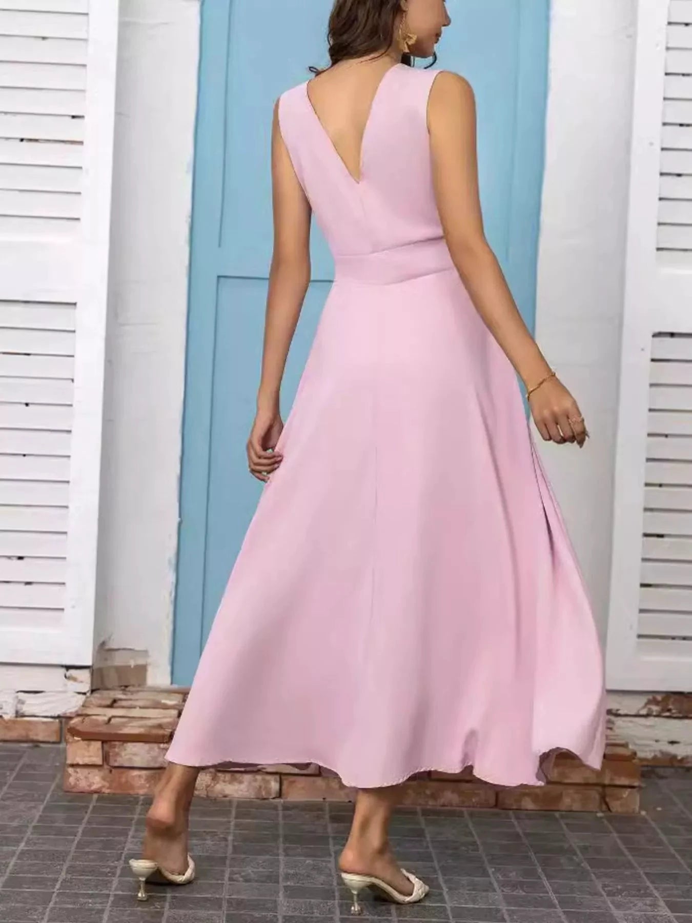 Full Size Slit V-Neck Sleeveless Dress Plus Size by Lady Ros