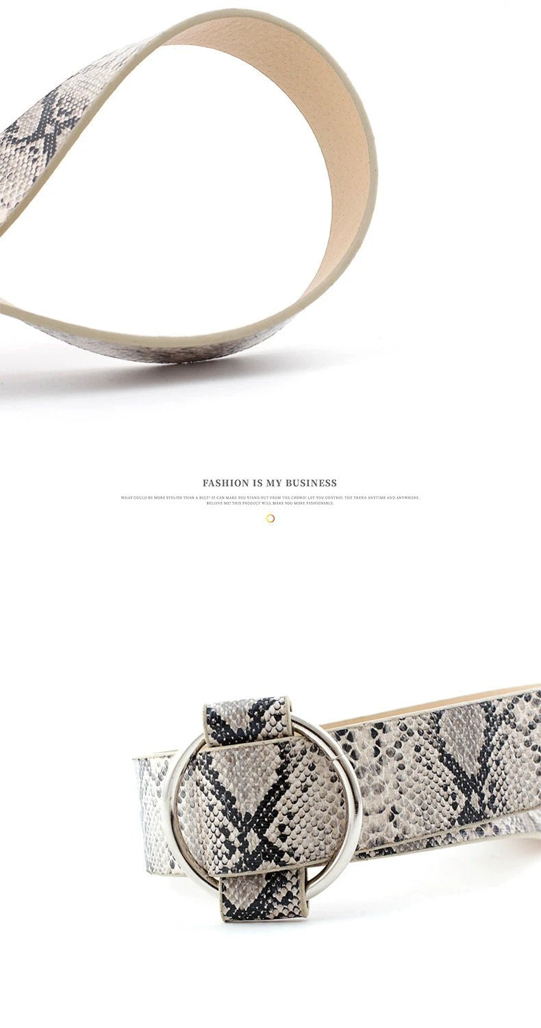 Needle-free Round Buckle Leisure Women's Belt Youth Fashion Wide Belt by GJG Denim