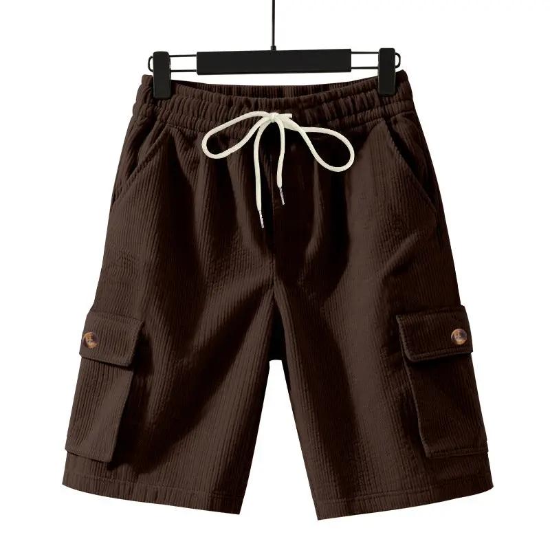 Men's Heavyweight Loose Casual Corduroy Shorts by GJG Denim