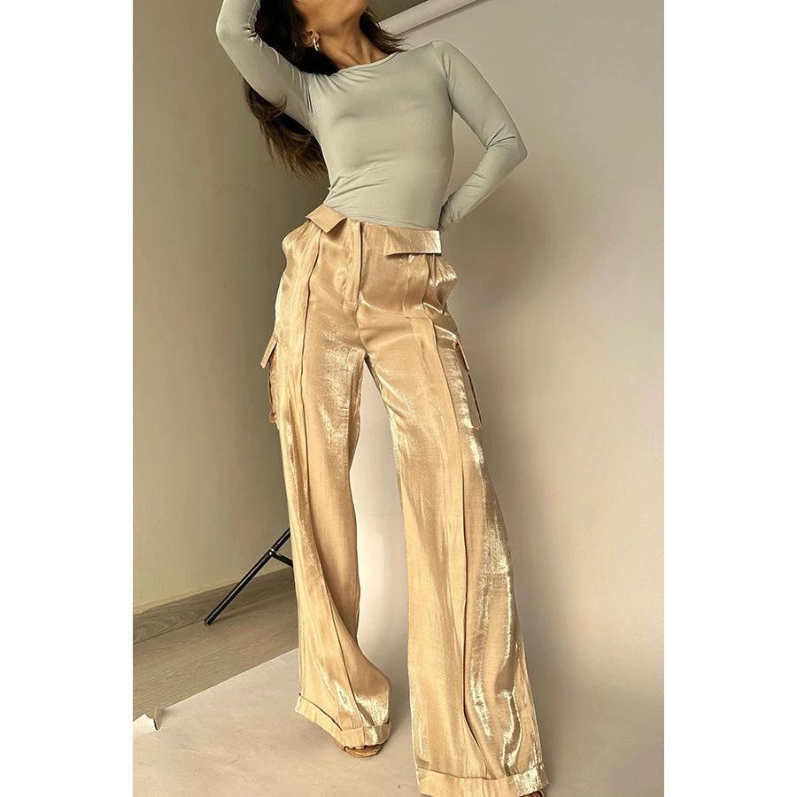 Ins Style Loose Straight Pants With Multi-pocket Design New Fashion Casual Vacation Trousers Womens Clothing by GJG Denim