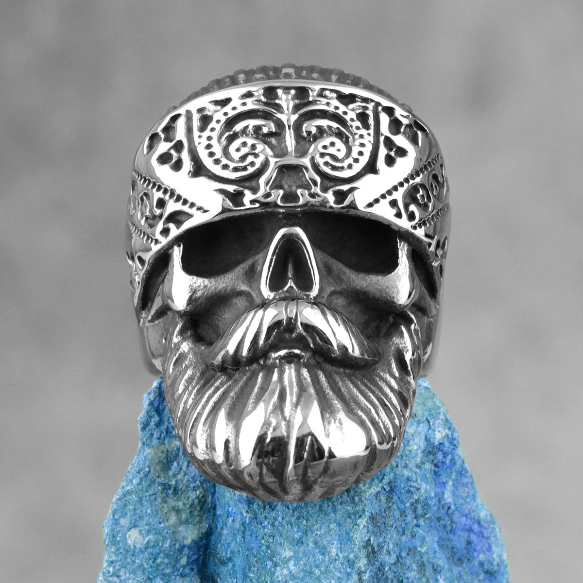 Bearded Stainless Steel Polished Titanium Steel Ring For Men by GJG Denim