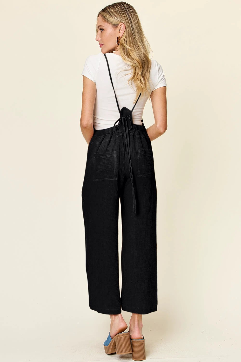 Textured Cotton Sleeveless Wide Leg Jumpsuit by Lady Ros