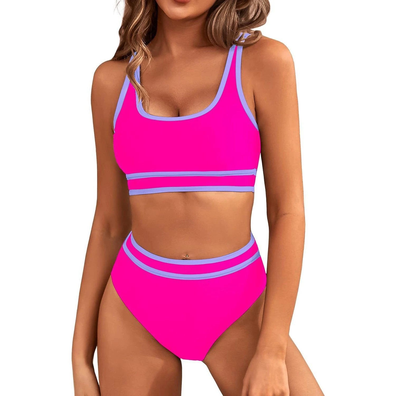 Bikini Tight-fitting Solid Color Swimsuit For Women by GJG Denim